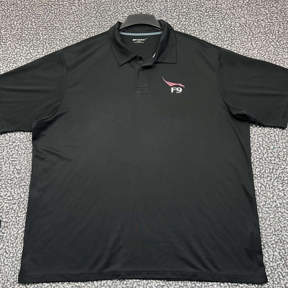 SpaceX Falcon‎ 9 F9 Polo Shirt Men XXXXL Black Short Sleeve Collared New 4XL